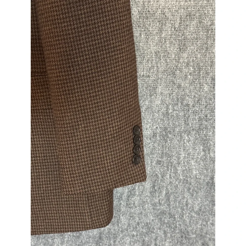 Joseph & Feiss Gold Mens Brown Houndstooth Two Button Blazer Jacket Sport Coat